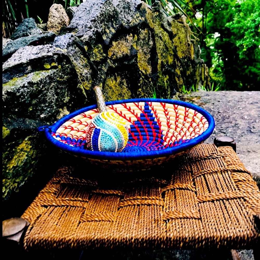 Ugandan Hand Woven Basket - 12”